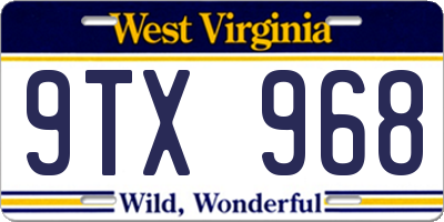 WV license plate 9TX968