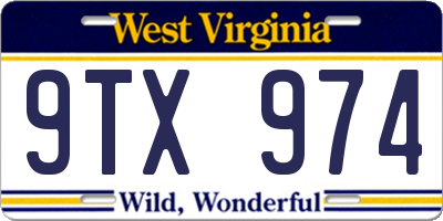 WV license plate 9TX974