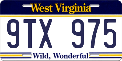 WV license plate 9TX975