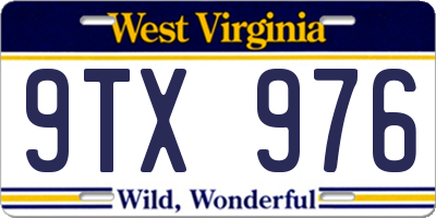 WV license plate 9TX976