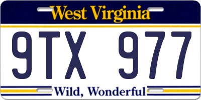 WV license plate 9TX977