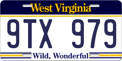 WV license plate 9TX979