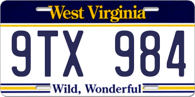 WV license plate 9TX984
