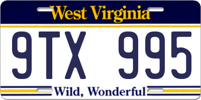 WV license plate 9TX995