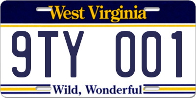 WV license plate 9TY001