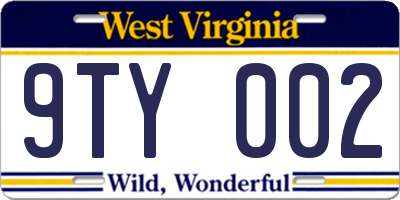 WV license plate 9TY002