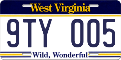 WV license plate 9TY005