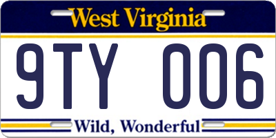 WV license plate 9TY006