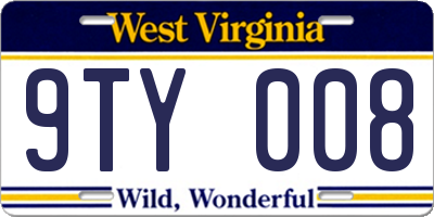 WV license plate 9TY008
