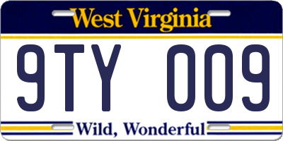 WV license plate 9TY009