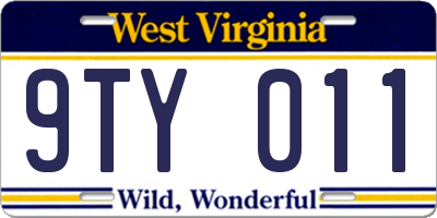 WV license plate 9TY011