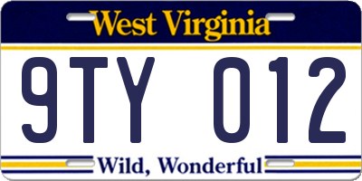 WV license plate 9TY012