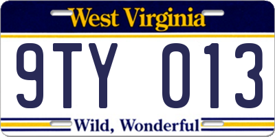 WV license plate 9TY013
