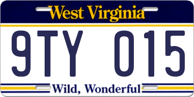 WV license plate 9TY015