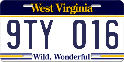WV license plate 9TY016