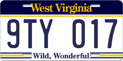 WV license plate 9TY017