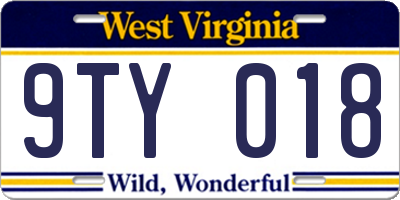 WV license plate 9TY018