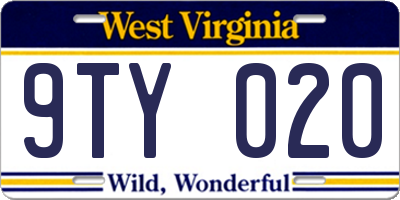 WV license plate 9TY020