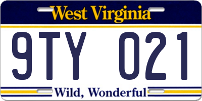 WV license plate 9TY021