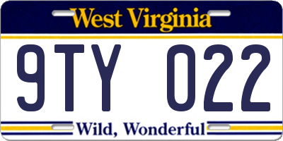 WV license plate 9TY022