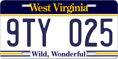 WV license plate 9TY025