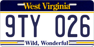 WV license plate 9TY026