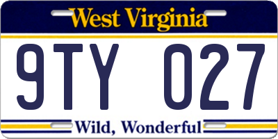 WV license plate 9TY027