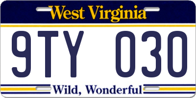 WV license plate 9TY030