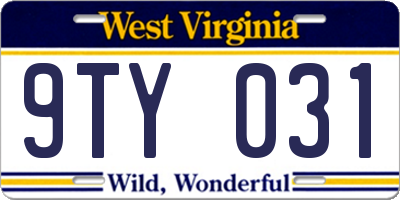 WV license plate 9TY031