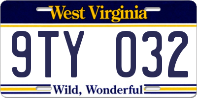 WV license plate 9TY032