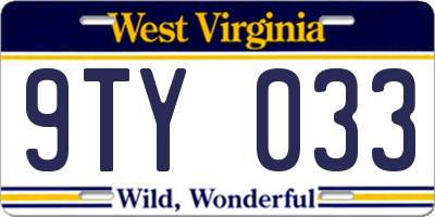 WV license plate 9TY033