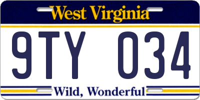 WV license plate 9TY034