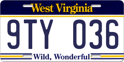 WV license plate 9TY036