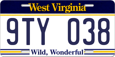 WV license plate 9TY038