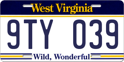 WV license plate 9TY039