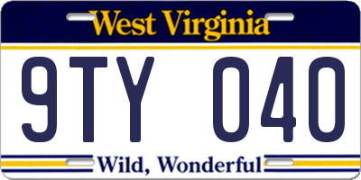 WV license plate 9TY040