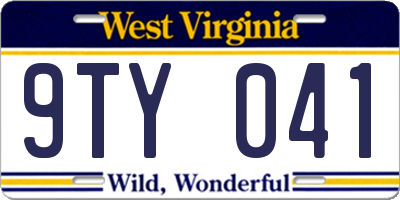 WV license plate 9TY041