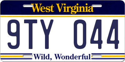 WV license plate 9TY044