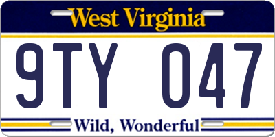 WV license plate 9TY047