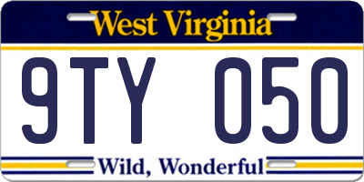 WV license plate 9TY050