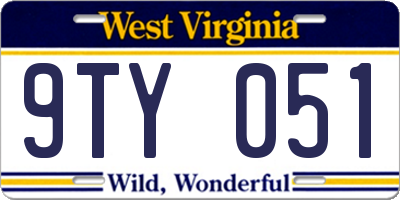 WV license plate 9TY051
