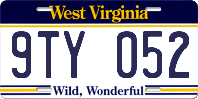 WV license plate 9TY052