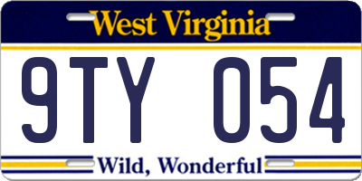 WV license plate 9TY054