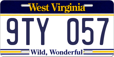 WV license plate 9TY057
