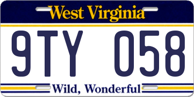 WV license plate 9TY058