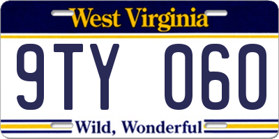WV license plate 9TY060
