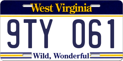 WV license plate 9TY061