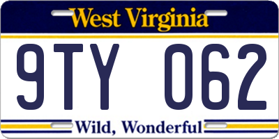 WV license plate 9TY062