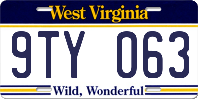 WV license plate 9TY063