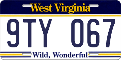 WV license plate 9TY067